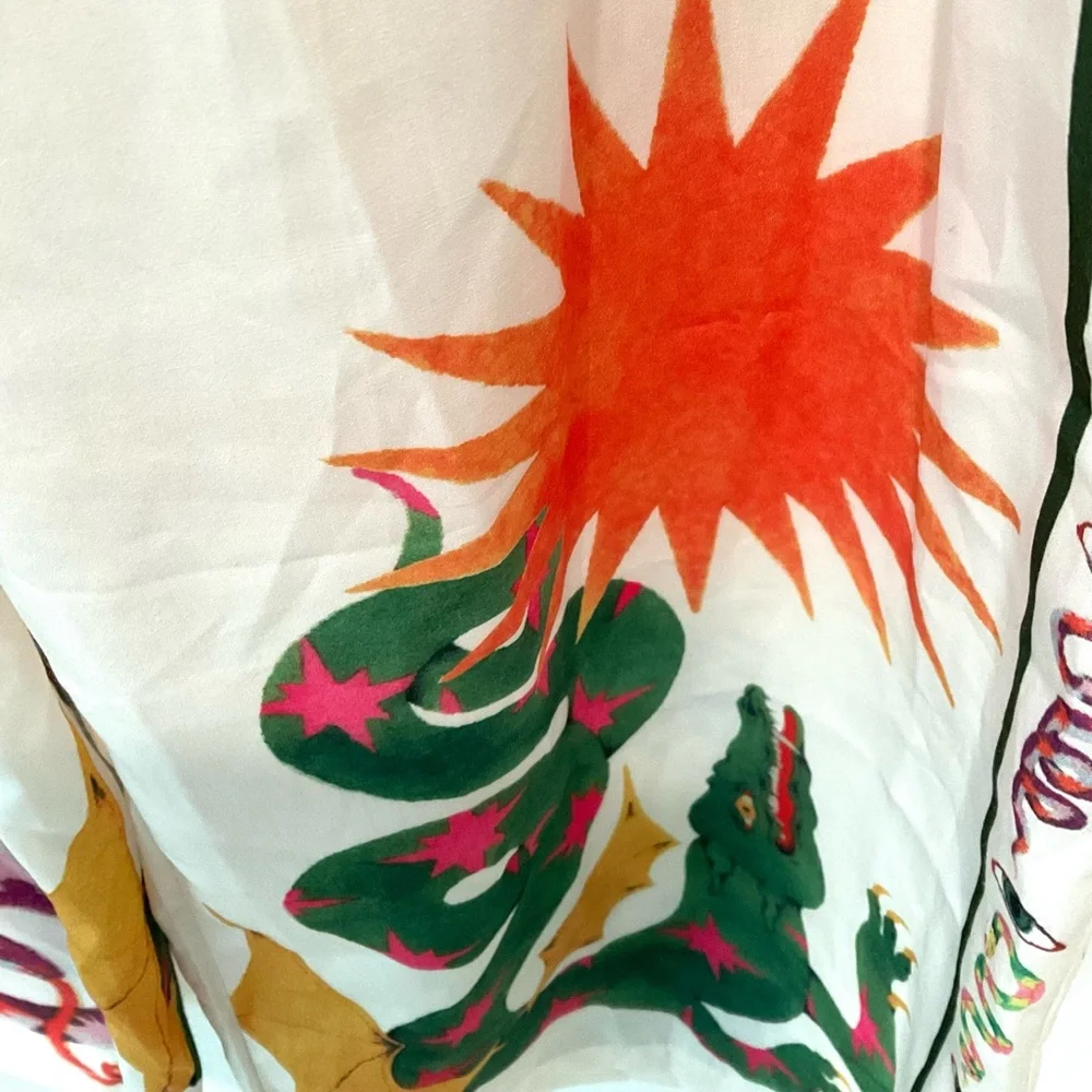 Commense Celestial Zodiac Print Two Piece Set Shirt & Wide Leg Pants XS - Picture 12 of 13